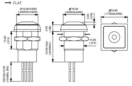 Apem IRC1F422L0G кнопка, Ø 16 mm, Latching (OFF-ON), black actuator, green led, 100 mA 24 VDC, IP67