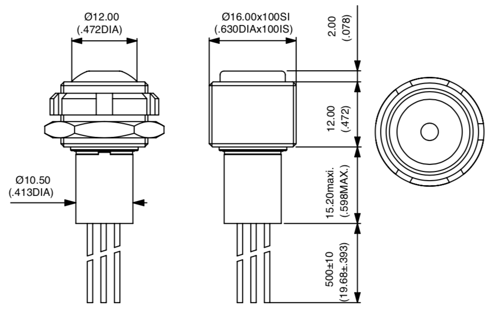 Apem IZMP3F43N кнопка, Ø 16 mm, Momentary (NO), green actuator, 200 mA 48 VDC, IP67