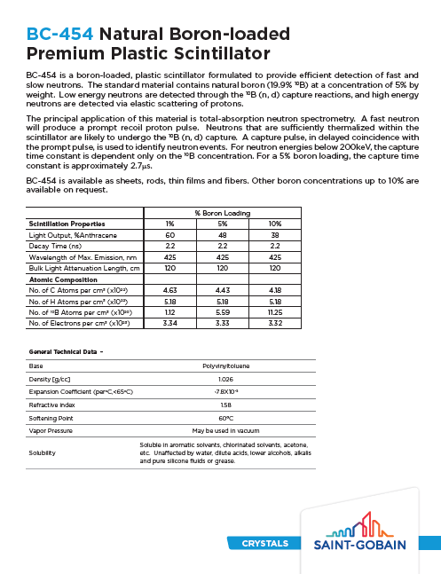 Технічна документація SGC BC-454 Natural Boron-loaded