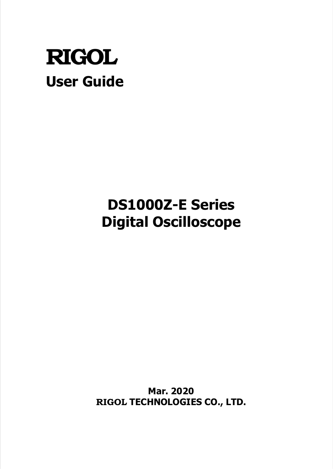 Rigol User Guide DS1000Z-E