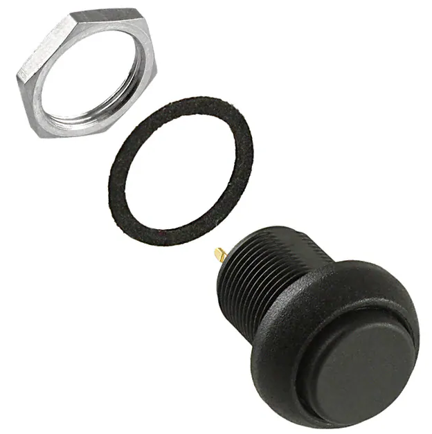 Apem IMP7P422 кнопка, Ø 12 mm, black actuator, Momentary, NC+NO, 3 A 28 VDC, IP67, Harsh / Noisy environments