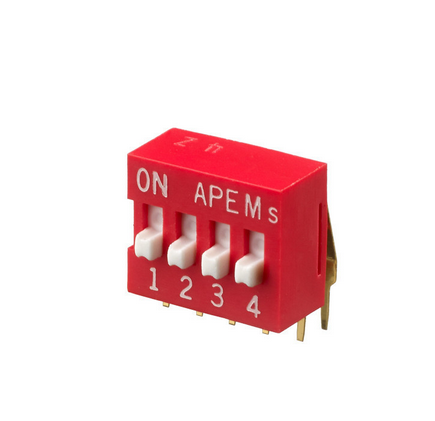 Apem NDA-04T-V DIP перемикач, -20 °C to +70 °C, 100 mA 50 VDC, 4 way, tape seal, RoHS compliance