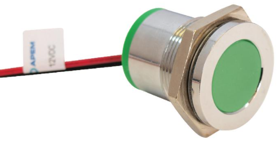 Apem Q22F7CXXG24E світлодіодний індикатор, Ø22mm, 24VDC, Green, IP67