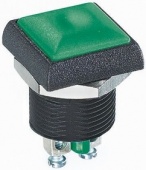 Apem IRC3V232 кнопка, Ø 16 mm, Momentary (NO), green actuator, 4 A 48 VDC/ 2 A 250 VAC, IP67