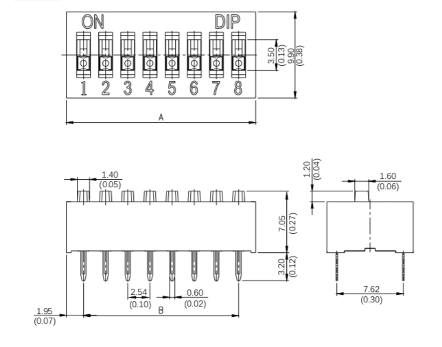 Apem NDS-05-V DIP перемикач, -40 °C to +85 °C, 100 mA 50 VDC, 5 way, RoHS compliance