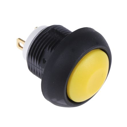 Apem ISP3SAD500 кнопка, Ø 12 mm, Momentary (NO), Threaded bushing, yellow actuator, 400 mA 32 VAC - 100 mA 48 VDC, IP67