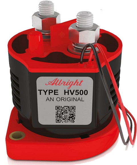 Albright HV500AF-1N6MS контактор постійного струму, 500A, 12-1000VDC, 24VDC, SPST, SILVER CONTACT TIPS, Magnetic Latching, Hermetically Sealed