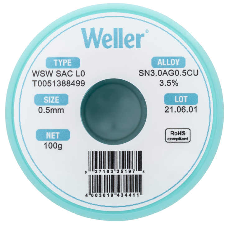 Weller T0051388499 припій WSW SAC L0, 0,5 mm, 100 gr