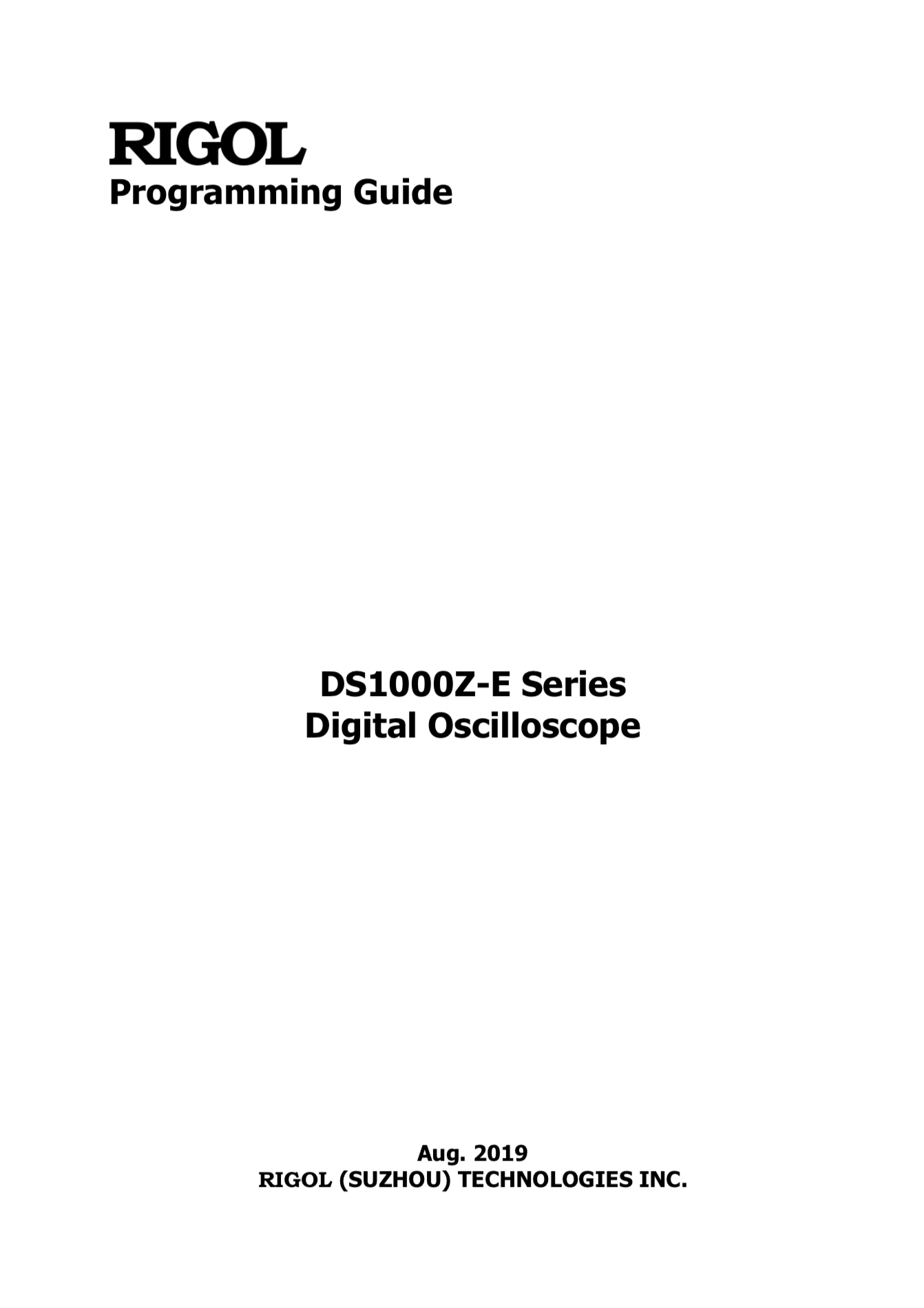 Rigol Programming Guide DS1000Z-E