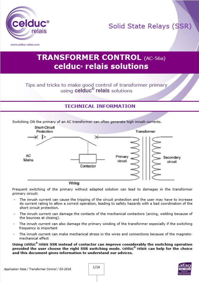 Transformer Control (AC-56a) Celduc