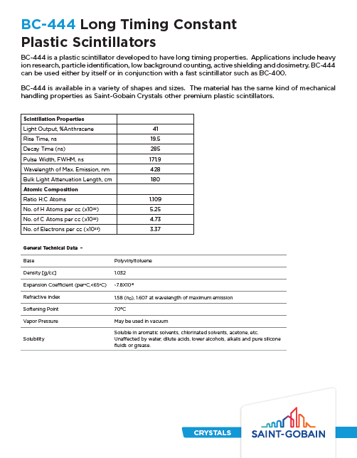 Технічна документація SGC BC-444 Long Timing Constant