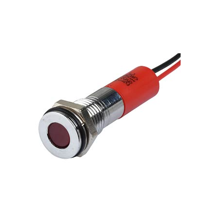 Apem Q8F3CXXR12E світлодіодний індикатор, Ø8mm, 12 VDC, Red, IP67
