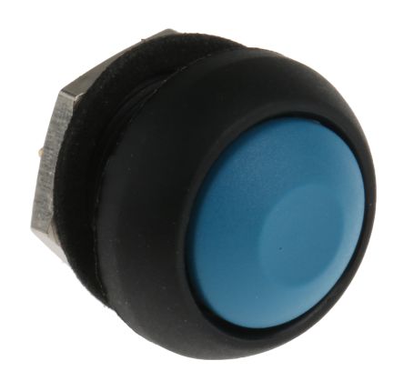 Apem ISR3Z1AD100 кнопка, Ø 12 mm, Momentary (NO), Threaded bushing, blue actuator, 400 mA 32 VAC - 100 mA 48 VDC, IP67