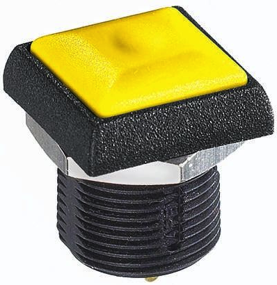 Apem IRC3S452 кнопка, Ø 16 mm, Momentary (NO), yellow actuator, 200 mA 48 VDC, IP67