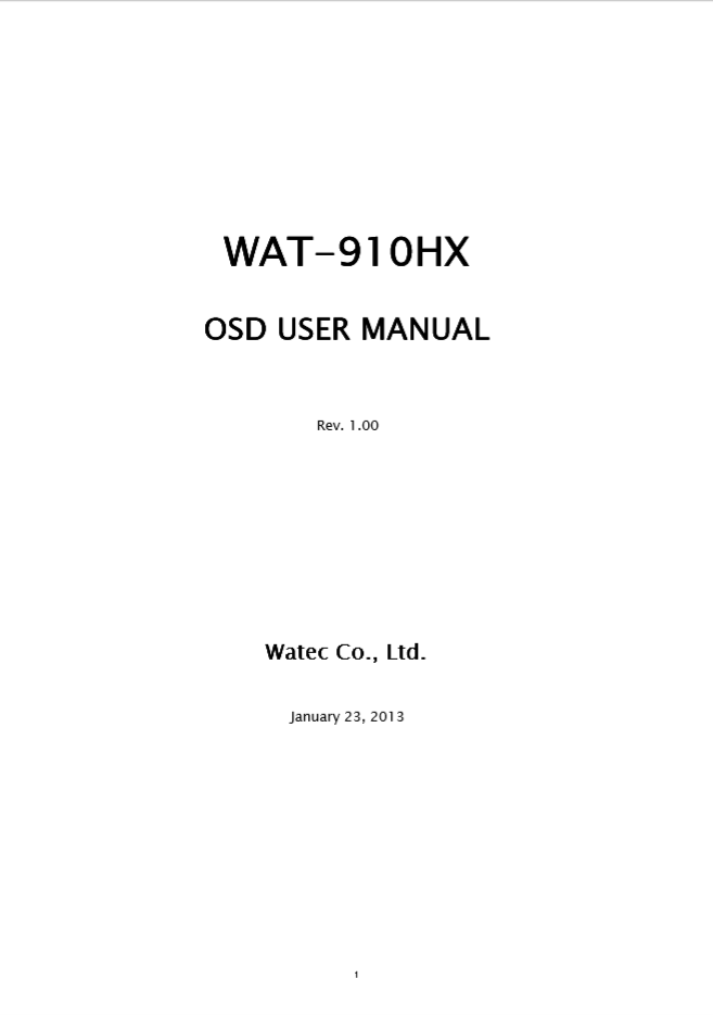 WAT-910HX OSD User Manual