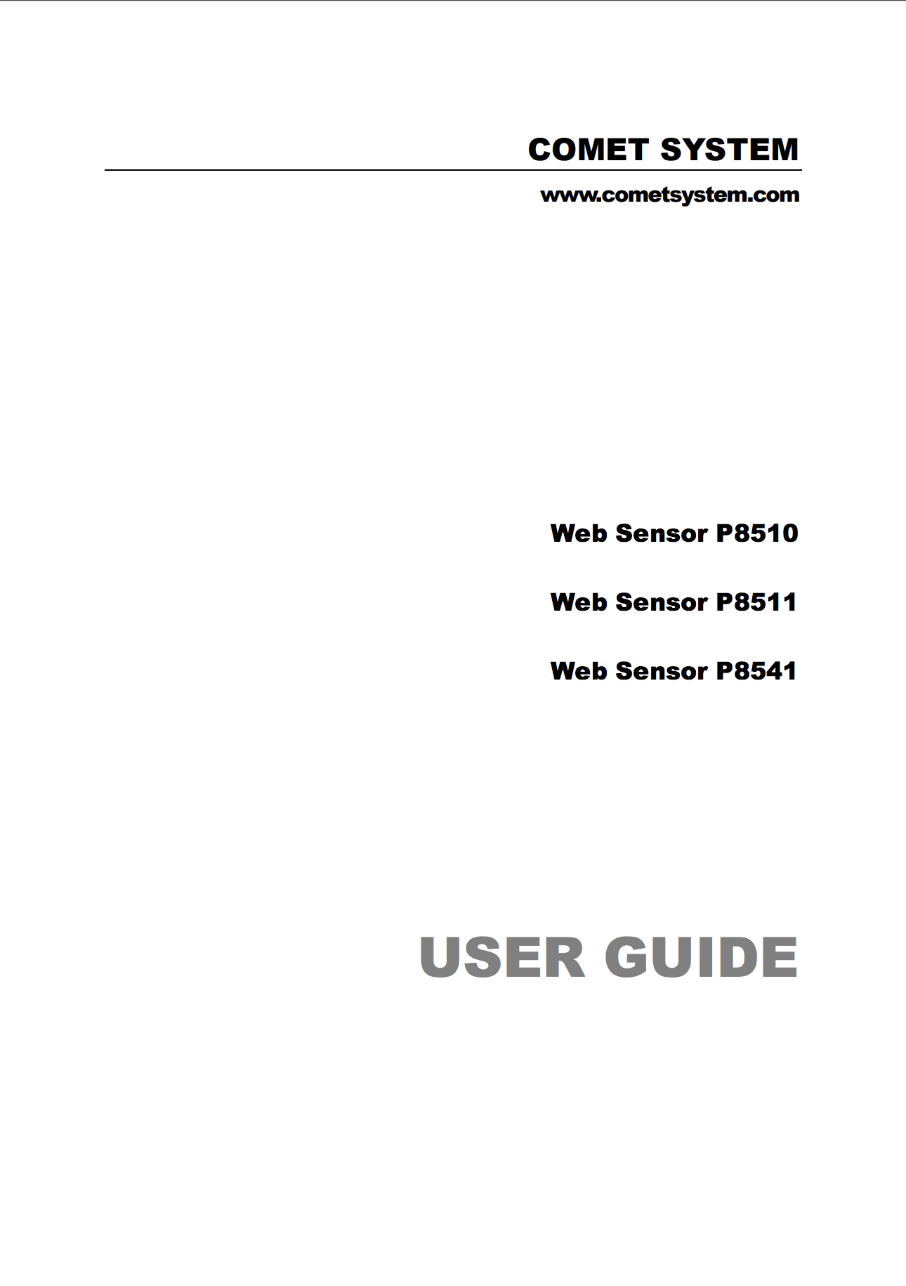 Comet User Guide Web Sensor P8511, P8541, P8510