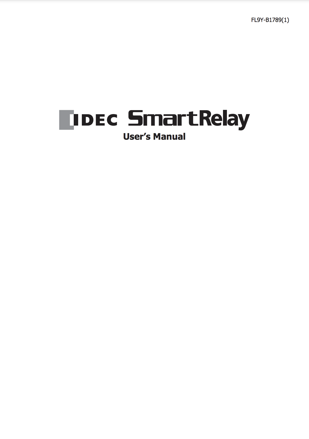IDEC FL1F SmartRelay Users Manual