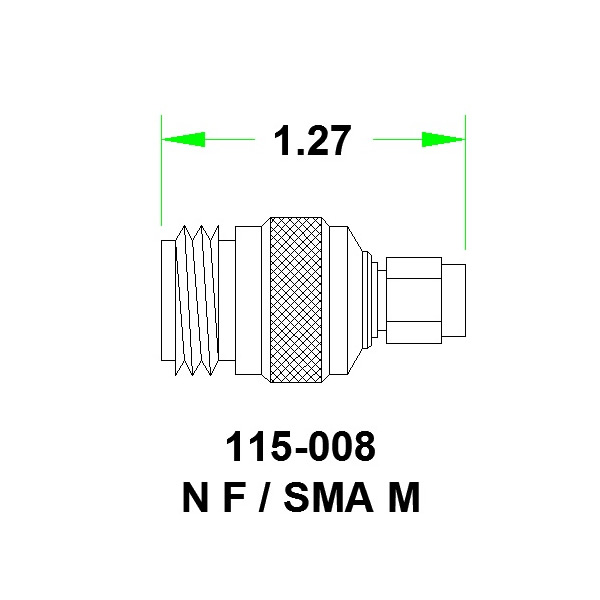 JFW 115-008 роз'єм, SMA Male - N Female, 0 MHz - 8 GHz, 50 Ohm