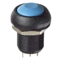 Apem IMR7P4B2 кнопка, Ø 12 mm, dark blue actuator, Momentary, NC+NO, 3 A 28 VDC, IP67, Harsh / Noisy environments