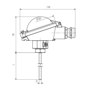 Sensit K 120-120 термочутливий датчик для вибухонебезпечних середовищ датчик температури з комутаційною головкою, Pt 100/3850, -50 °C до +80 °C, IP 66