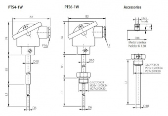 Sensit PTS 6-1W датчик температури, -50 до +400 °C, 1-Wire / DS18B20, IP 54