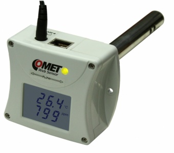 Comet T6545 датчик температури, вологості та рівня CO2 з Ethernet інтерфейсом 1ch, -30 to +60 °C, 0 to 100% RH, 0 to 2 000 ppm, LCD, Duct mount
