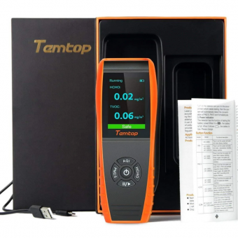 Elitech Temtop LKC-1000S+ 2nd монітор якості повітря, PM2.5, PM10, HCHO, TVOC, AQI, T&H