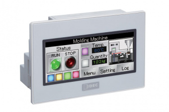 IDEC FT1A-C14KA-S програмований логічний контролер з HMI, 14 I/O, 3.8" HMI, 24VDC, 6 Source Input, 2 Analog Input, 4 Sink Output, 2 Analog Output, Silver Bezel