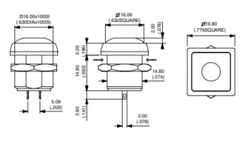 Apem IRC3S492 кнопка, Ø 16 mm, Momentary (NO), orange actuator, 200 mA 48 VDC, IP67