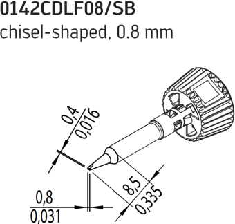 Kurtz Ersa 0142CDLF08/SB паяльне жало, chisel-shaped, 0,8 mm