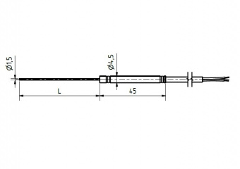 Sensit TC 091.5P-TCK термопара з кабелем Type K, Ø1.5 мм, 600 °C, IP67