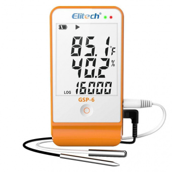 Elitech GSP-6 реєстратор температури та вологості, 2ch, -40 до +85 °C, Multi-Use, PDF, USB, LCD