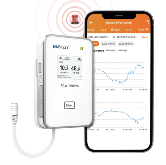 Elitech RCW-360P-THE реєстратор температури та вологості, -40 до +80 °C, Multi-Use, 4G + Wi-Fi, TFT, IP65