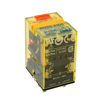 IDEC RU2S-A220 реле, 220-240VAC, DPDT, 10A, 2 Poles, Latching Lever, Led indicator