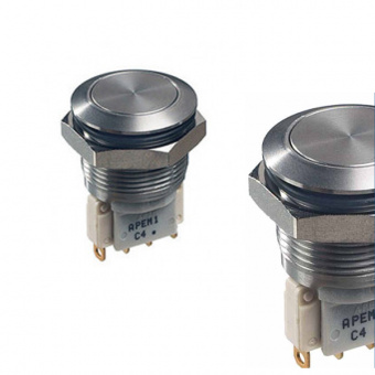 Apem серія антивандальних кнопок AV SERIES, Ø 19 mm, Momentary NC/NO, IP65, IP69K