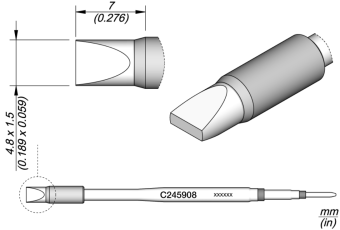 JBC C245908 паяльне жало, chisel, 4,8 x 1,5 mm, HT, S1