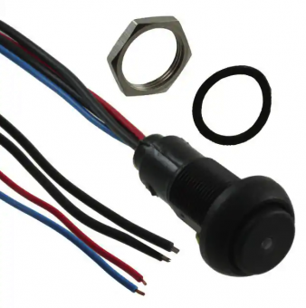 Apem ILR3FAD2L0B кнопка, Ø 12 mm, Momentary (NO), black actuator, blue led, 2 A 24 VDC, IP67