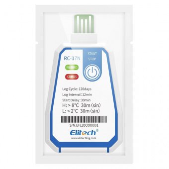 Elitech RC-17N реєстратор температури, -30 до +70 °C, Single-use, USB, PDF, NFC, IP67