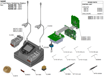 JBC NANE-2D двоканальна нано-паяльна станція NANE, 35W, 230V, 90-450°C
