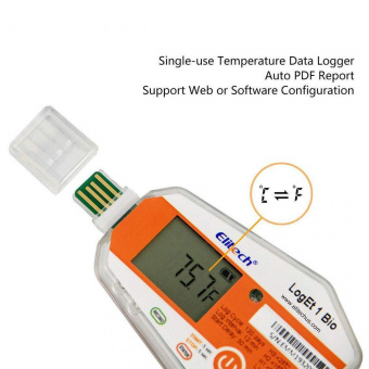 Elitech LogEt 1 Bio реєстратор температури, -30 до +70 °C, Single-Use, PDF, USB, LCD, IP67