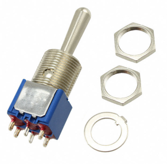 Apem 5646MAB тумблер, ON-ON, 2 poles, Ø 11.9 mm, 4A 30 VDC, 3A 250VAC