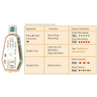 Elitech LogEt 1 Bio реєстратор температури, -30 до +70 °C, Single-Use, PDF, USB, LCD, IP67