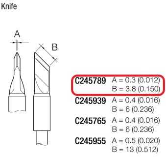 JBC C245789 паяльне жало, knife, 3,8 x 0,3 mm