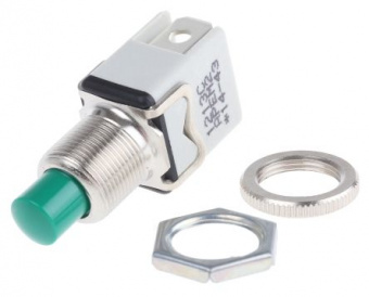 Apem 1213C3 кнопка, Ø 12 mm, momentary, NO, 2 A 250 VAC/24 VDC, green color