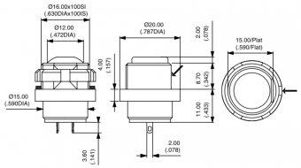 Apem IZPP3S422 кнопка, Ø 16 mm, Momentary (NO), black actuator, 200 mA 48 VDC, IP67