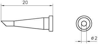 Weller T0054440873 паяльне жало LT 22CP, round sloped 45°, Ø 2 mm