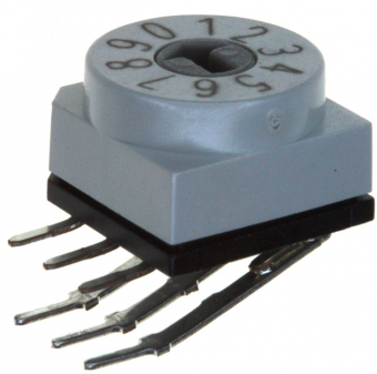 Apem PT65101L254 поворотний перемикач, 200 mA 42 VDC, -20°C to +70°C, 10 position, BCD, washable