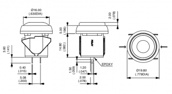 Apem IQP3P422 кнопка, Ø 16 mm, Momentary (NO), Snap-in, black actuator, 200 mA 48 VDC, IP54