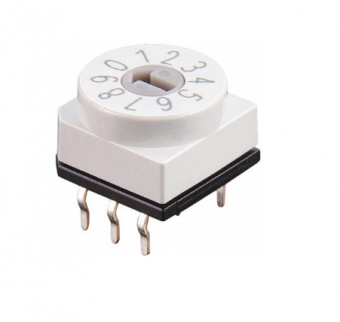 Apem PT65101 поворотний перемикач, 200 mA 42 VDC, -20°C to +70°C, 10 position, BCD, washable