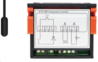 Elitech ETC-961 контроллер температури, -50 до 150℃, 8А, NTC/PTC - 2 метри